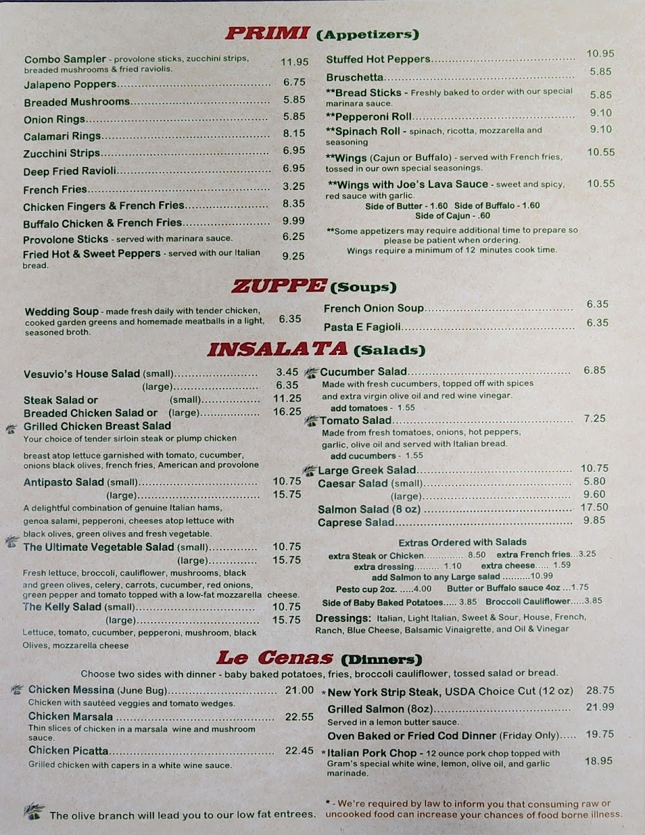 Menu Vesuvio's Italian Restaurant-1