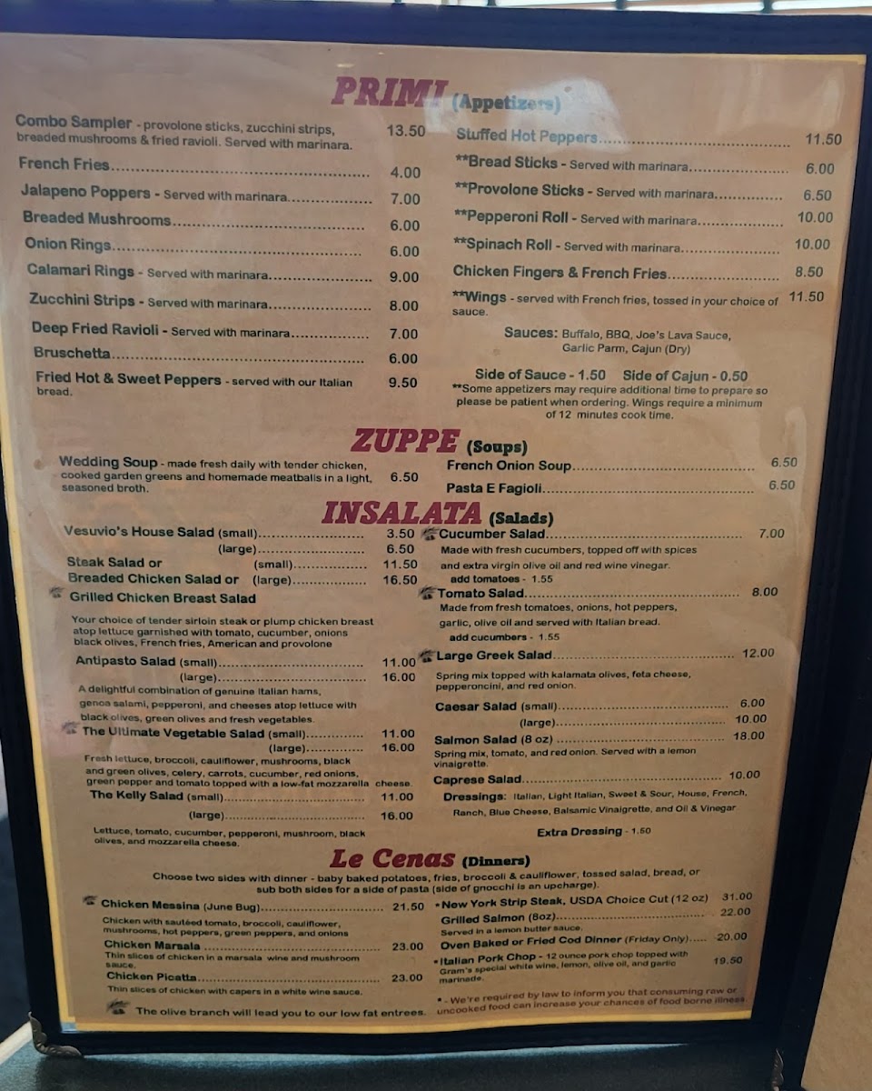 Menu Vesuvio's Italian Restaurant-10